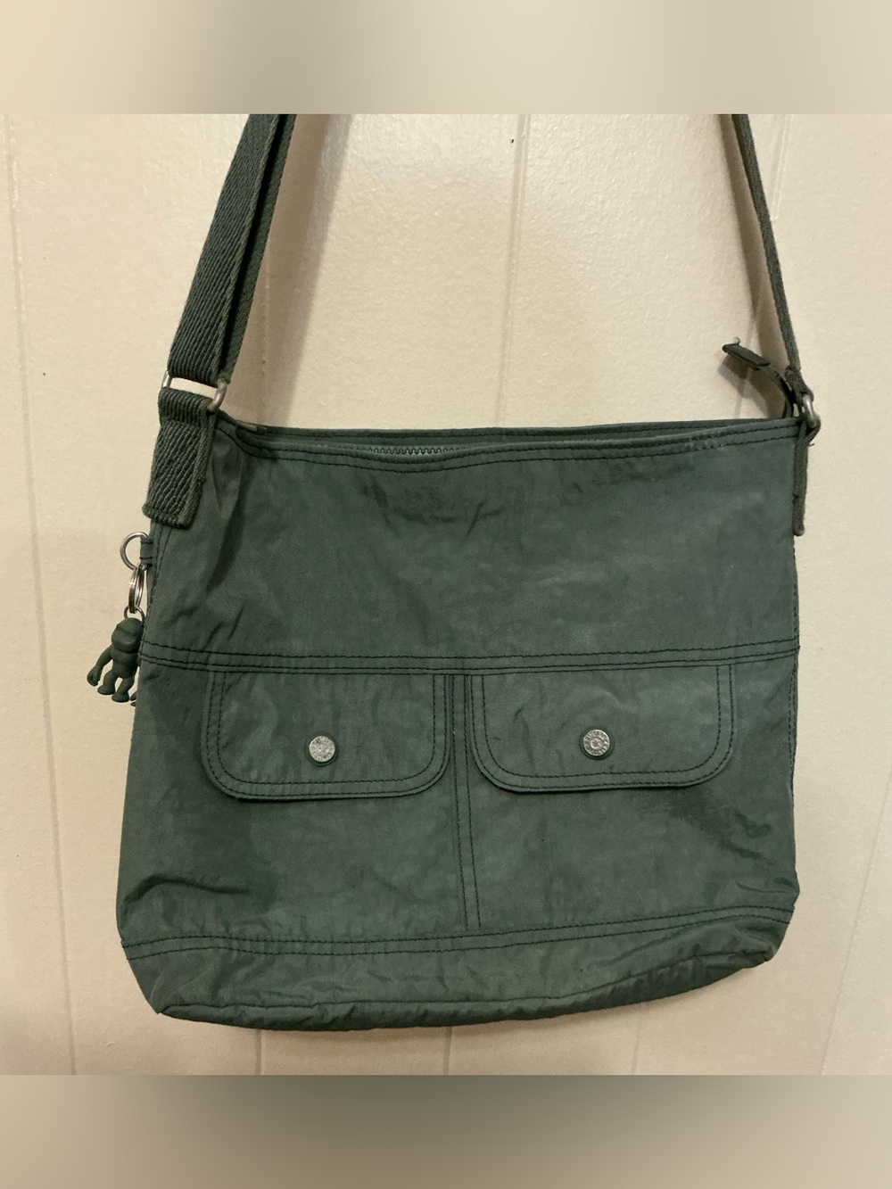 Rare HTF Kipling Cooper Shoulder Faded Green Large Handbag Bag